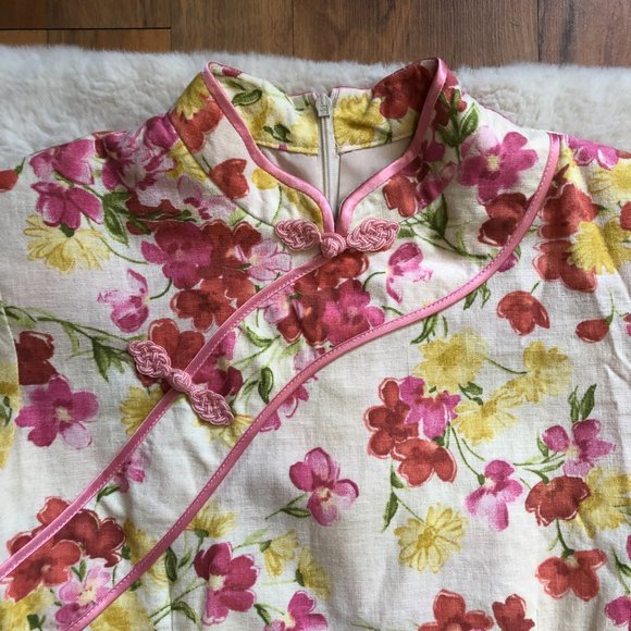 Hich Class vintage mandarin collar floral short sleeve dress size 6 - Picture 8 of 14